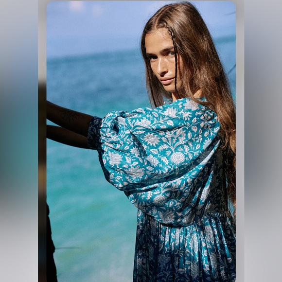 Daughters of India Kyra Midi Dress. Ocean Blue. S. NWT. - Picture 3 of 12